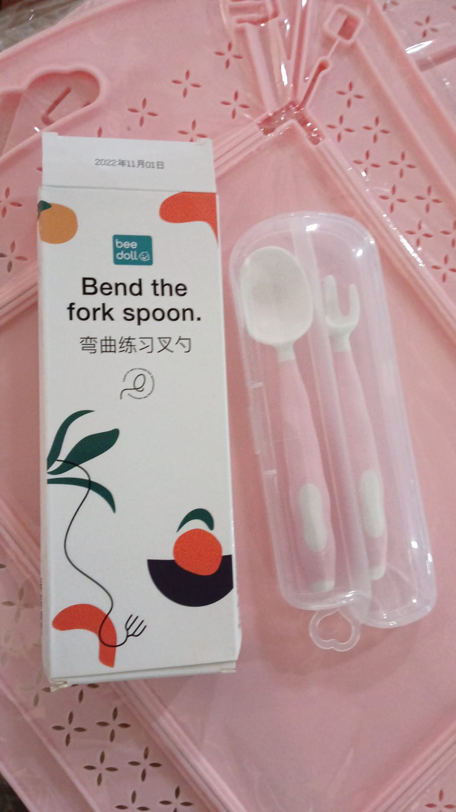 Silicone Bendable Baby Spoon & Fork Set (2 Pc) – Toddler Self-Feeding Utensils with Travel Case HP DD