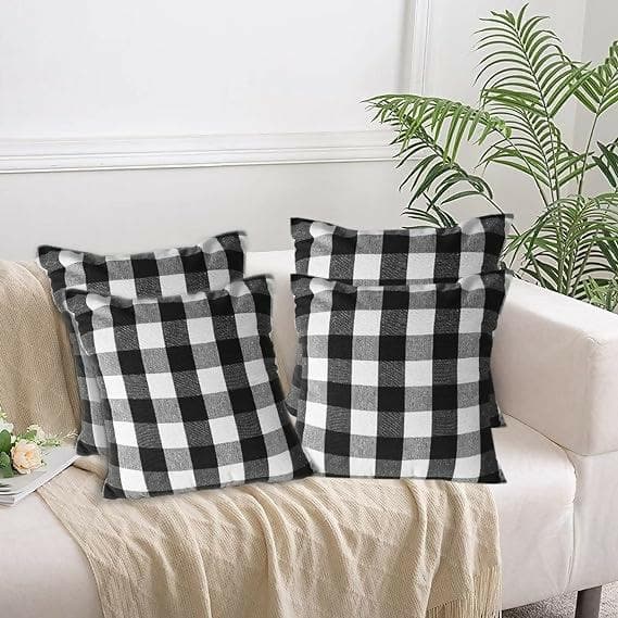 Lushomes Square Cushion Cover, Cotton Sofa Pillow Cover Set of 4, 16x16 Inch (Multicolour) - HalfPe