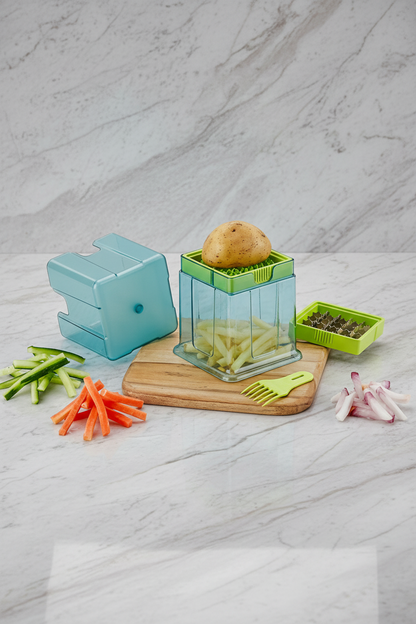 2 In 1 Potato Chipser Slicer French Fries Maker Finger Chips Plastic Two Blades Finger Chips Cutter For Kitchen Accessoryvegetable Fruit Slicer (1 Pc) HalfPe - DDW