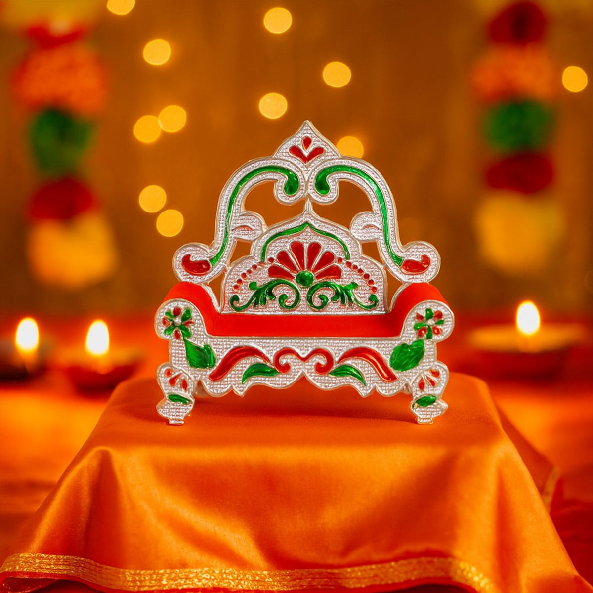 Plastic Decorative Small Singhasan For Laddu Gopal Krishna Ji Or Ganesha Idol (1 Pc) HP DD