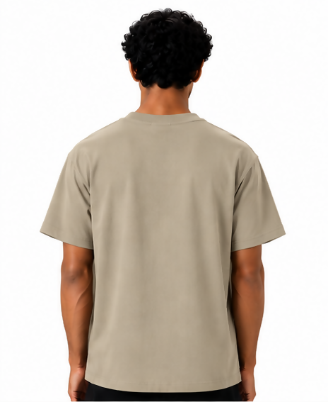 HUSTLE Men's Crew Neck Oversized T-Shirt – Beige Cream