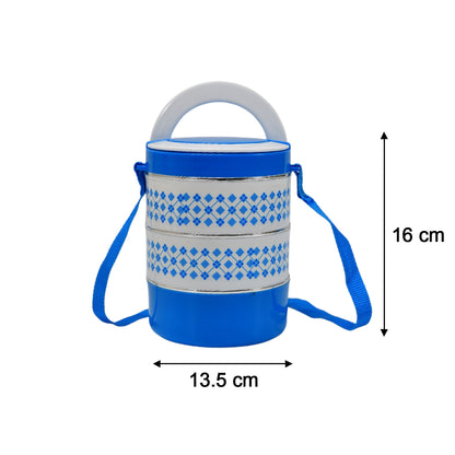 3 Layer Adjustable Insulated Tiffin Set Of 1 Blue 3 Containers Lunch Box