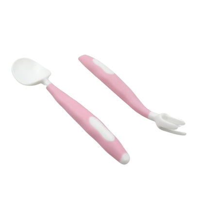 Silicone Bendable Baby Spoon & Fork Set (2 Pc) – Toddler Self-Feeding Utensils with Travel Case