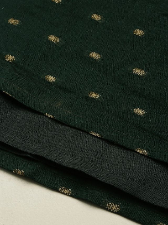 Bollywood Vogue Ready To Wear Teal Green Art Silk Cotton Jacquard Dress