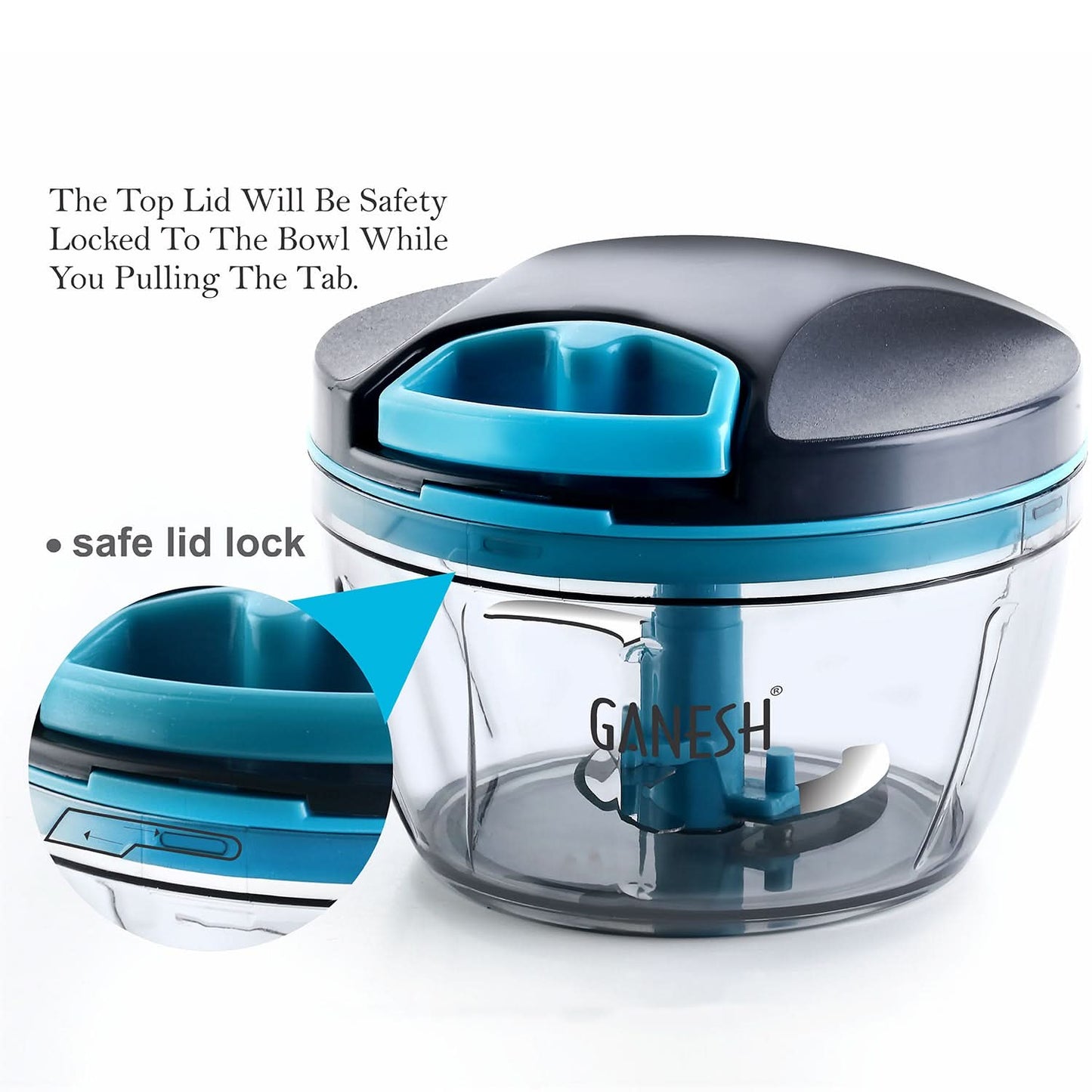 Ganesh Wonder Chopper – Compact & Efficient 470ml Grey Kitchen Chopper for Quick Food Prep