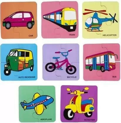 AVMART Wooden Educational Multi-Color Set of 8 (Transport Puzzle) - HalfPe