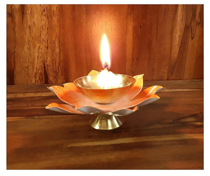 Kamal Diya for C Flower Patti Brass Diya Oil Lamp for Pooja - HalfPe