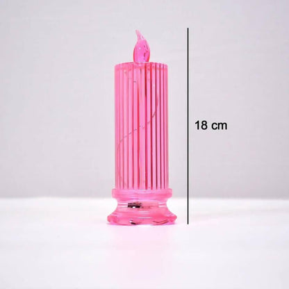 Home Decoratives Crystal LED Candle Lights (Pink) - HalfPe