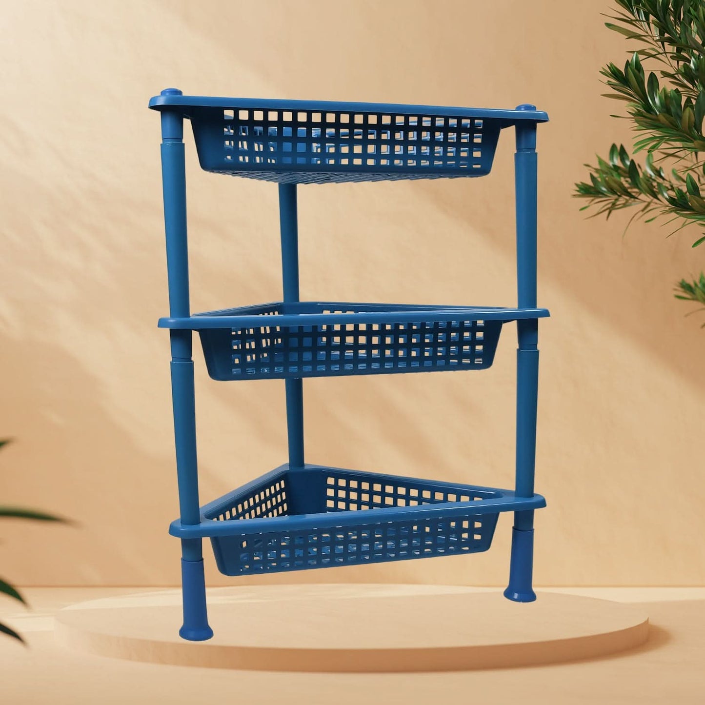 3-Tier Triangle Storage Rack Plastic Shelf for Kitchen & Bathroom