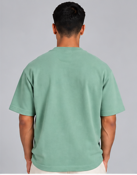 HUSTLE Men's Crew Neck Oversized T-Shirt – Teal Green