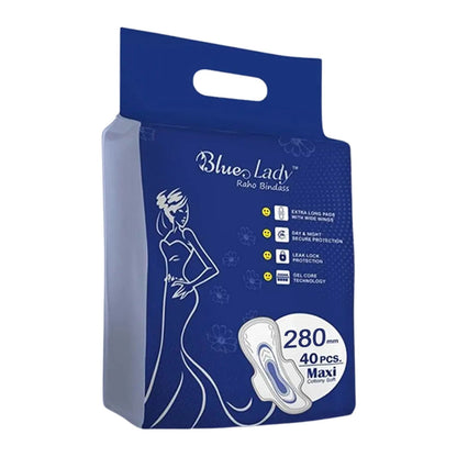 Blue Lady Extra Long Sanitary Pads with Wings – 280mm, 40-Pack
