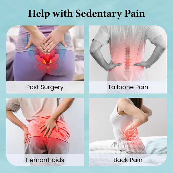 Sleepsia Donut Pillow for Tailbone Pain | Coccyx Seat Cushion for Chair- Car Seat Cushion (Black,Grey Gel Memory Foam)