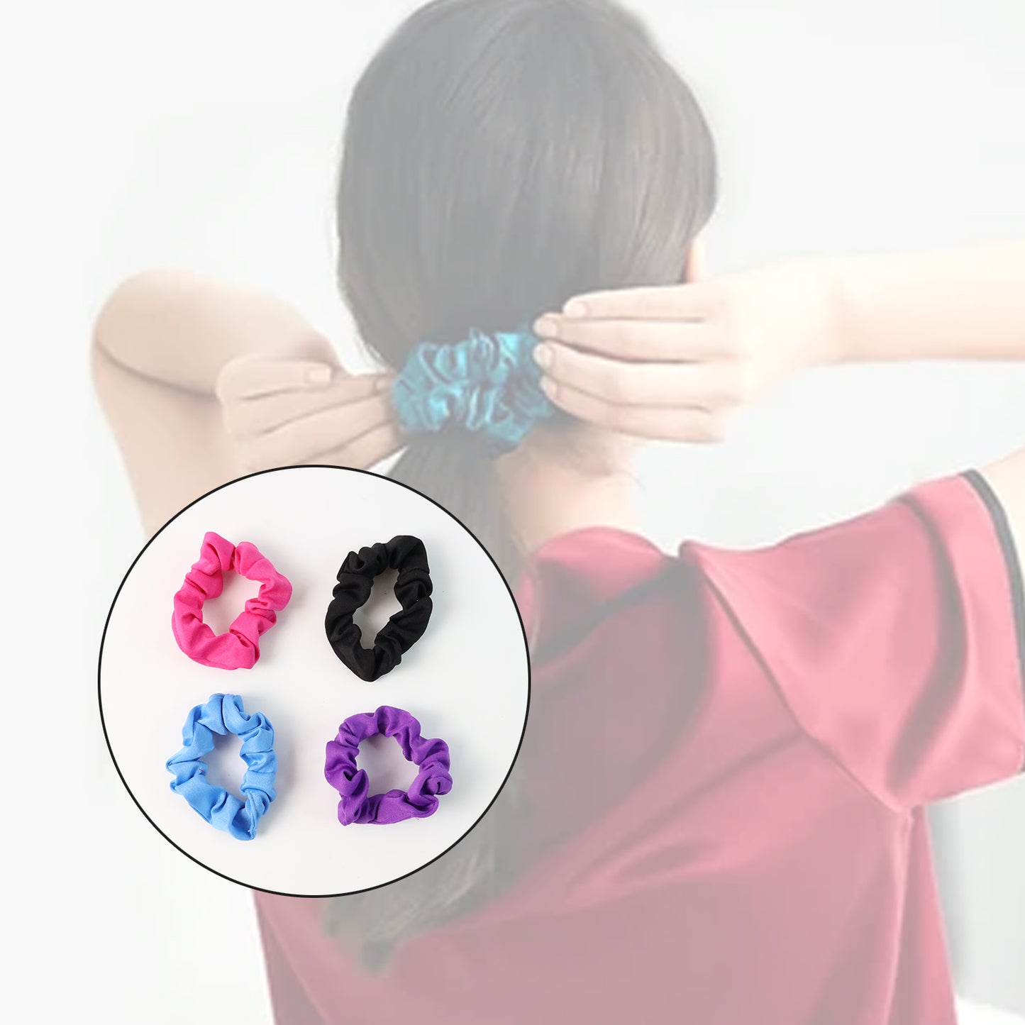 Soft Elastic Hair Scrunchies - (Pack of 4)
