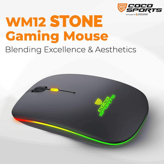 WM12 Stone Rechargeable Wireless Mouse(Black) - HalfPe