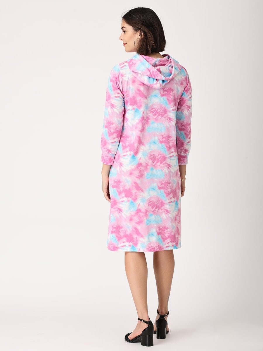Tie & Dye Maternity Hoodie Dress with Nursing - DRS-TEDYE-S