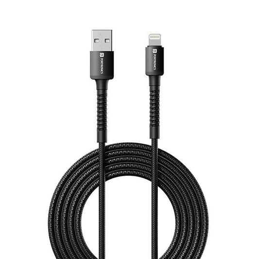 Portronics Konnect X USB to 8 Pin Cable with 3A Output, Fast Charging & Data Transfer, Nylon Braided, Aluminium Alloy Shell, 2 M Length compatible with 8 PIN Devices (MULTI COLOUR) - HalfPe