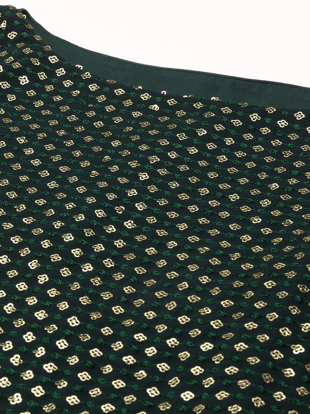 Bollywood Vogue Ready To Wear Green Cascade Ruffled Gharara Suit Set