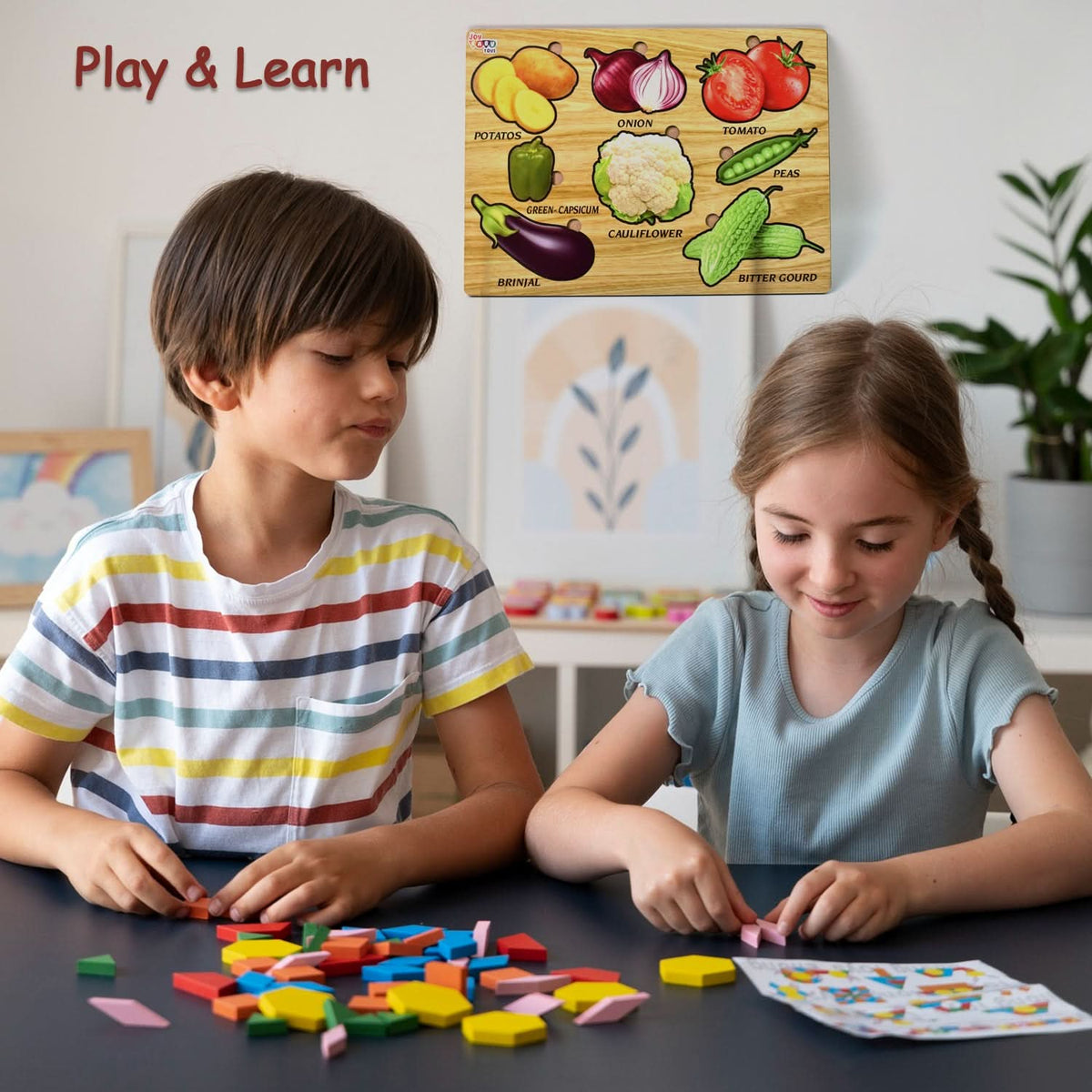Wooden Vegetable Puzzle Learning Educational Board (1 Set  2820 Cm) HP DD