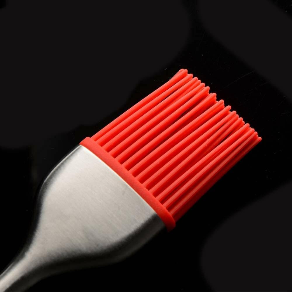 P-plus international silicone basting brush set,stainless steel basting brush with silicone bristles (Red – 12 inch) - HalfPe