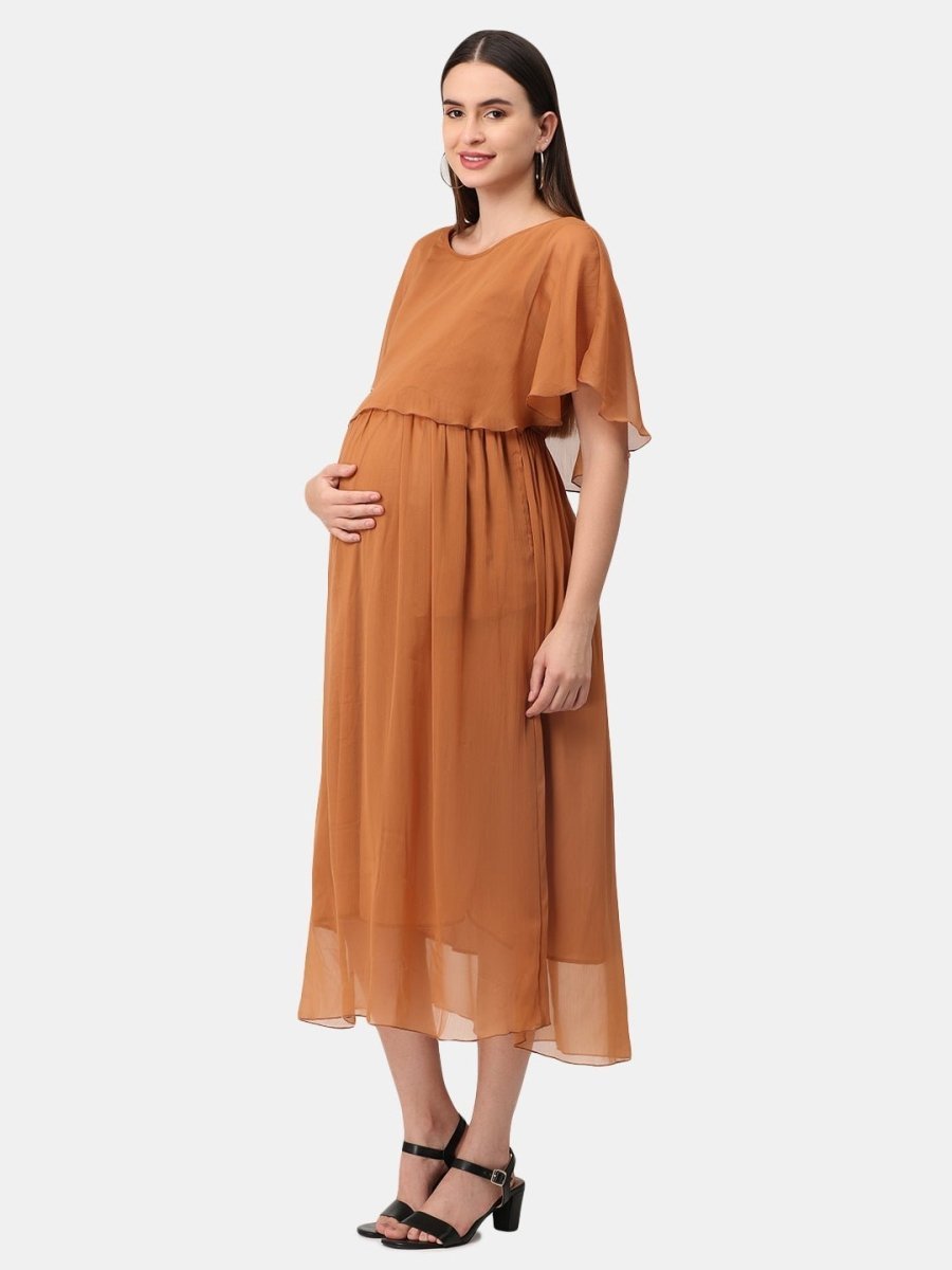 Toffee Coffee Maternity and Nursing Dress - DRS-TOFCF-S