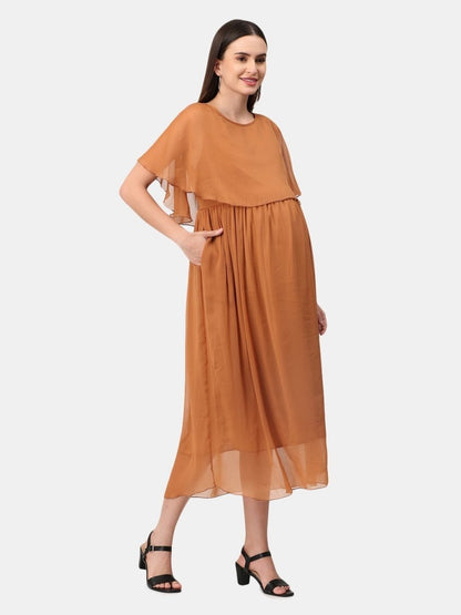 Toffee Coffee Maternity and Nursing Dress - DRS-TOFCF-S