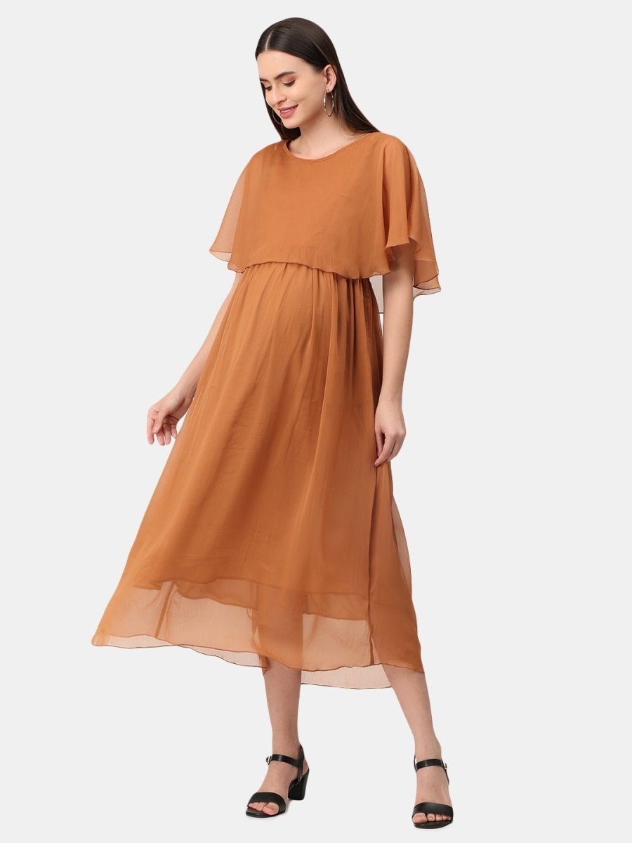 Toffee Coffee Maternity and Nursing Dress - DRS-TOFCF-S