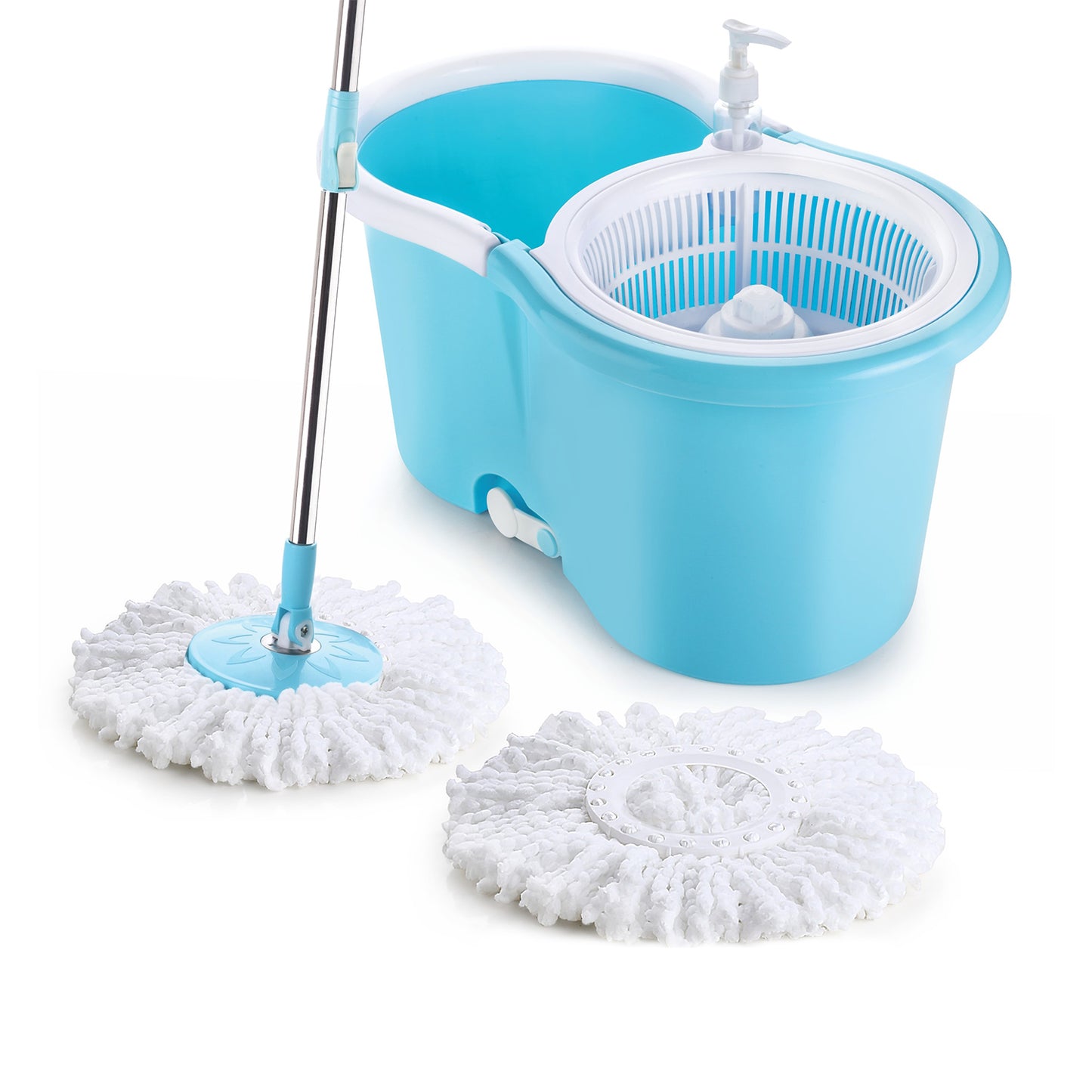 Plastic Spinner Bucket Mop 360 Degree Self Spin Wringing With 2 Absorbers For Home And Office Floor Cleaning Mops Set