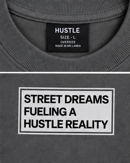 HUSTLE Men's Crew Neck Oversized Tees - Iron Grey