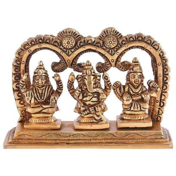 Brass Laxmi Ganesh Saraswathi Darbar Showpiece Statue - HalfPe