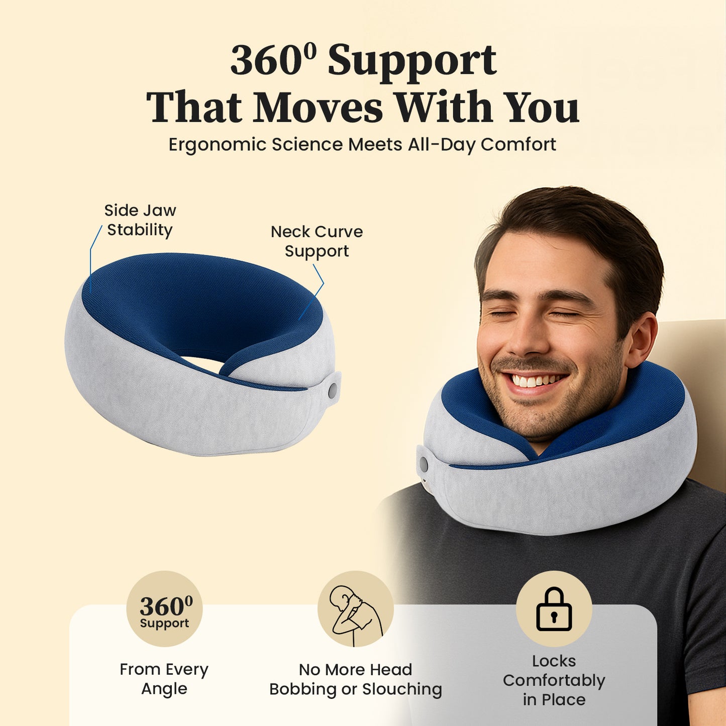 Sleepsia Cooling Gel Contour Memory Foam Pillow | Neck Support Cervical Pillow for Pain Relief (White)
