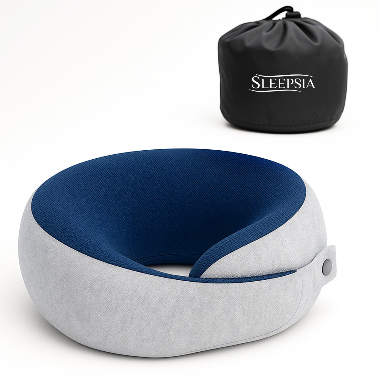 Sleepsia Ultimate Home & Travel Memory Foam Neck Pillow - Snoozing Neck Support Travel Pillow (Grey/Blue)