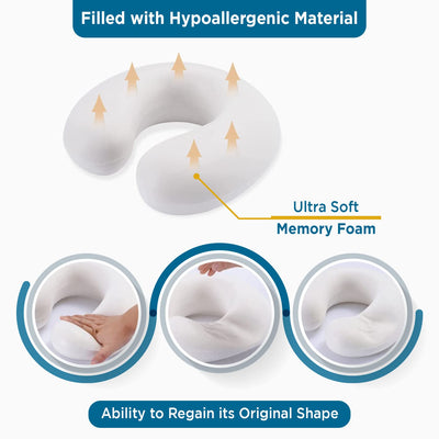 Sleepsia Velvet Memory Foam Neck Travel Pillow (Grey, Pack of 1)