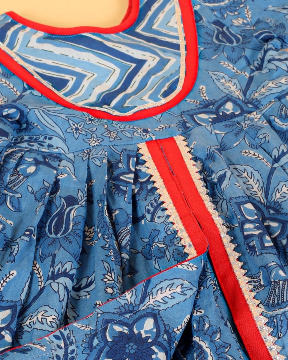 True Blue Girls Anarkali Kurta Sharara Set - KES-SC-OBG-0-6