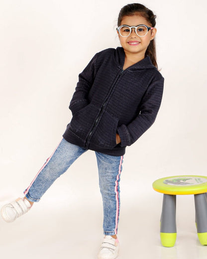 True Navy Quilted Kids Unisex Zipper Jacket - ZPJK-BLQLT-1-2