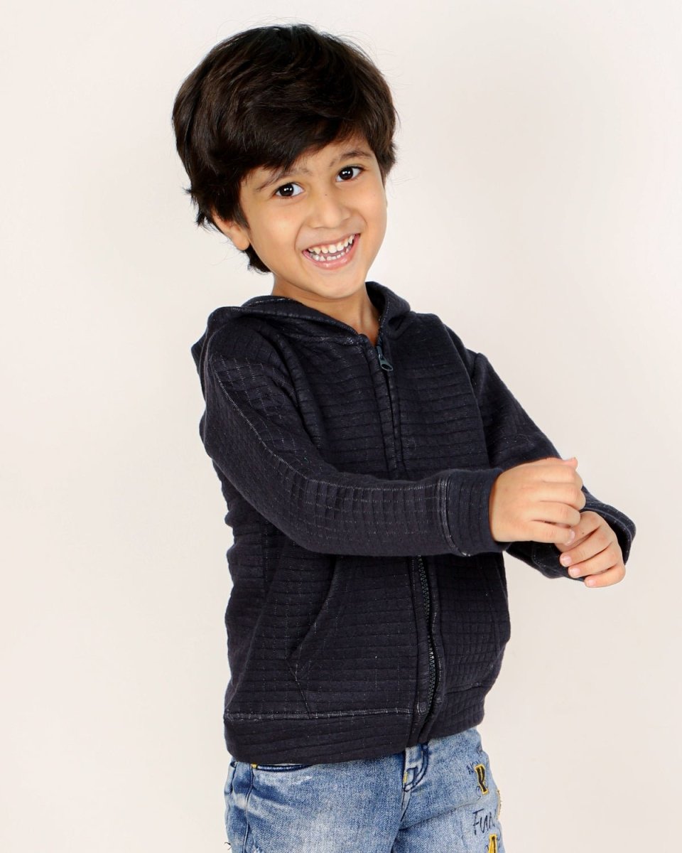 True Navy Quilted Kids Unisex Zipper Jacket - ZPJK-BLQLT-1-2