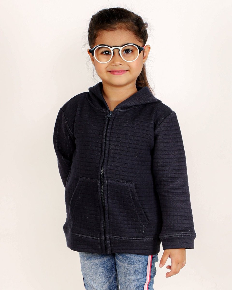 True Navy Quilted Kids Unisex Zipper Jacket - ZPJK-BLQLT-1-2