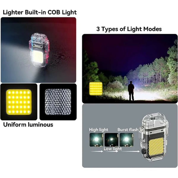 Pocket-Size LED Flashlight & Flameless Plasma Lighter Waterproof Keychain for Camping & Survival
