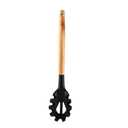 P-plus international silicone pasta fork, food grade noodle spoon (Black) - HalfPe