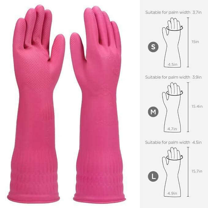 Eopzo Rubber Cleaning Gloves Kitchen Dishwashing Glove Waterproof Reuseable (1 Pair) - HalfPe