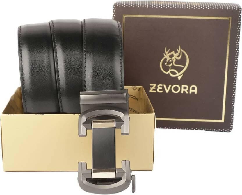 ZEVORA Party Black Genuine Leather Belt - HalfPe