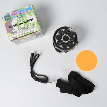 Head Lamp 9 Led Long Range Rechargeable Headlamp Adjustment Lamp
