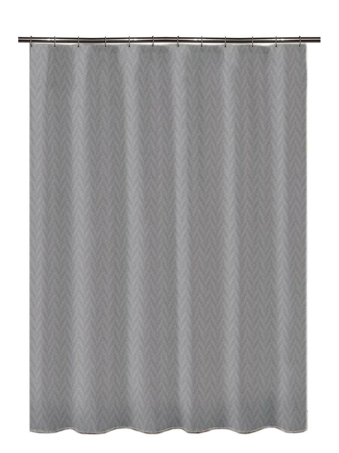 Lushomes Heavy Duty Fabric Shower Curtain, water resistant Partition Liner for Washroom, W6 x H6.5 FT, W 72x H 72 Inches with Shower Curtains 12 Plastic Eyelet % 12 C-Rings (Non-PVC), Colour Grey - HalfPe