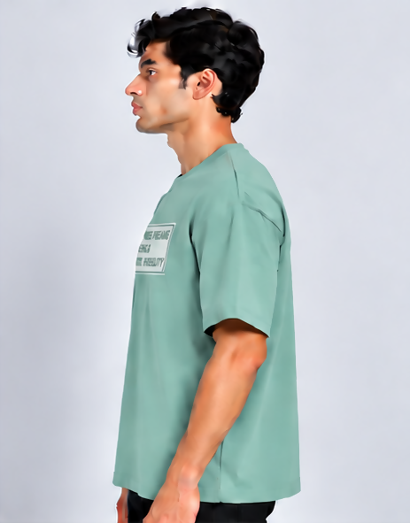 HUSTLE Men's Crew Neck Oversized Tees - Sage Mint Green