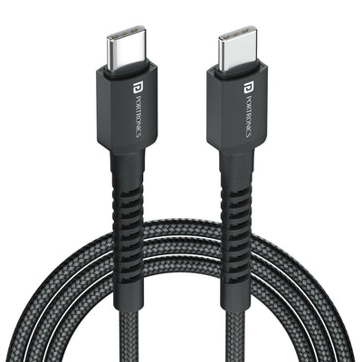 Portronics Konnect X 60W Unbreakable Nylon Braided Cable, 2M Fast Charging Cable For iPhone 15 Series, iPad, Samsung Galaxy (Black) Halfpe Deals
