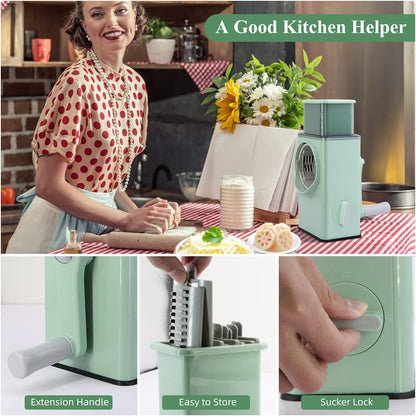 Stainless Steel Vegetable Chopper & Slicer with 6 Blades with Brush & Suction Base for Kitchen Use