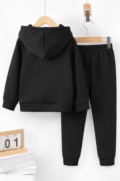 Kids Astronaut Printed Cotton Blend Hoodie & Jogger Set Luck Fashion