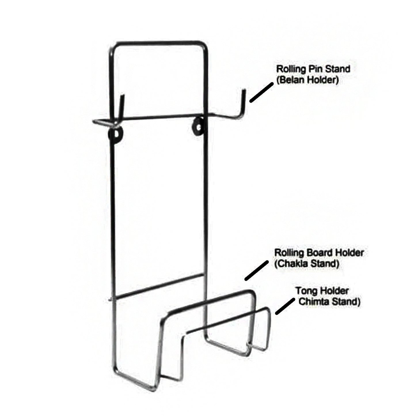 Chakla Belan Chimta Stand Rolling Pin Board Tong Holder Silver Stainless Steel Multi-purpose Rack For Kitchen (1 Pc )