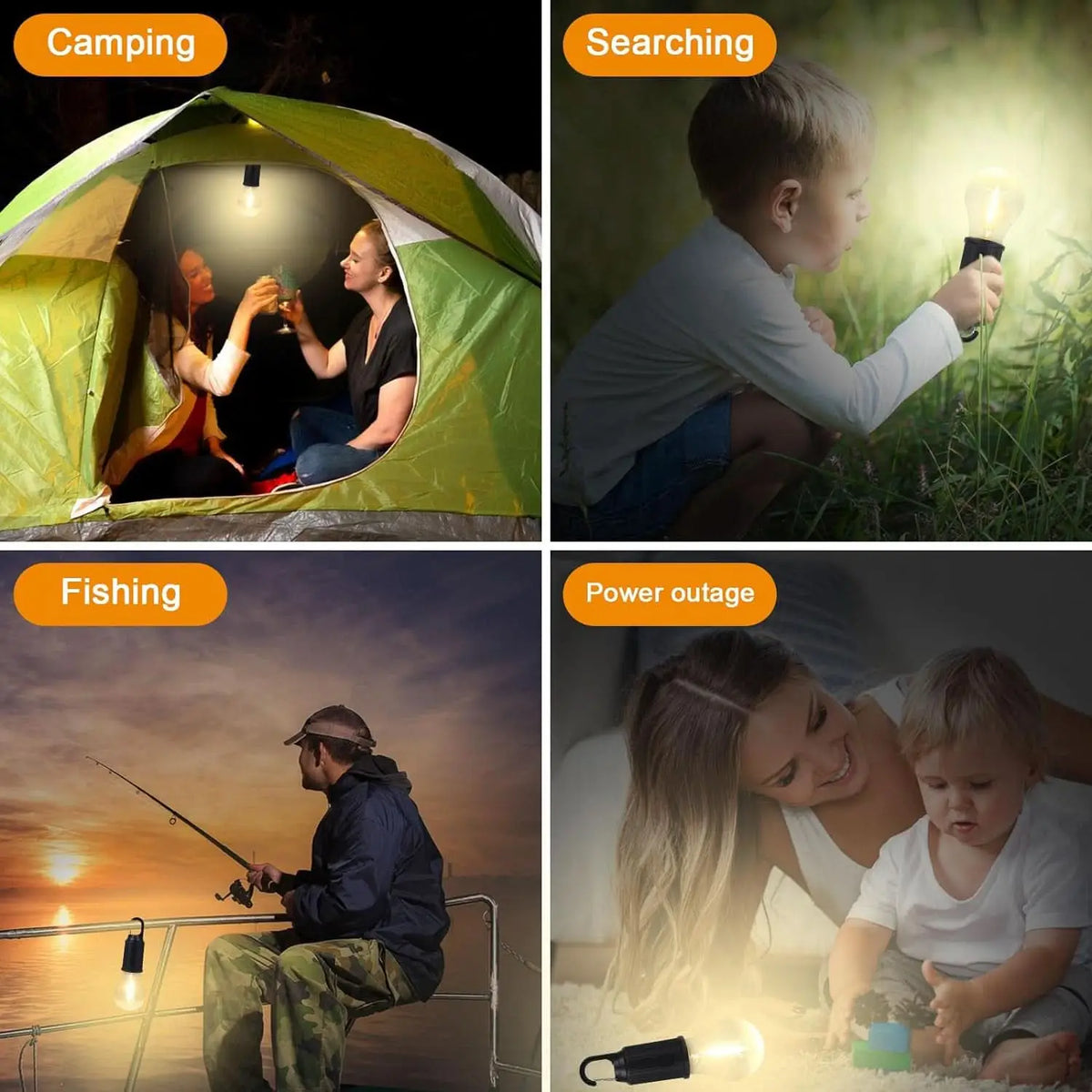 Rechargeable LED Camping Tent Lantern – 3 Lighting Modes, Clip Hook Included (1 Pc) HP DD