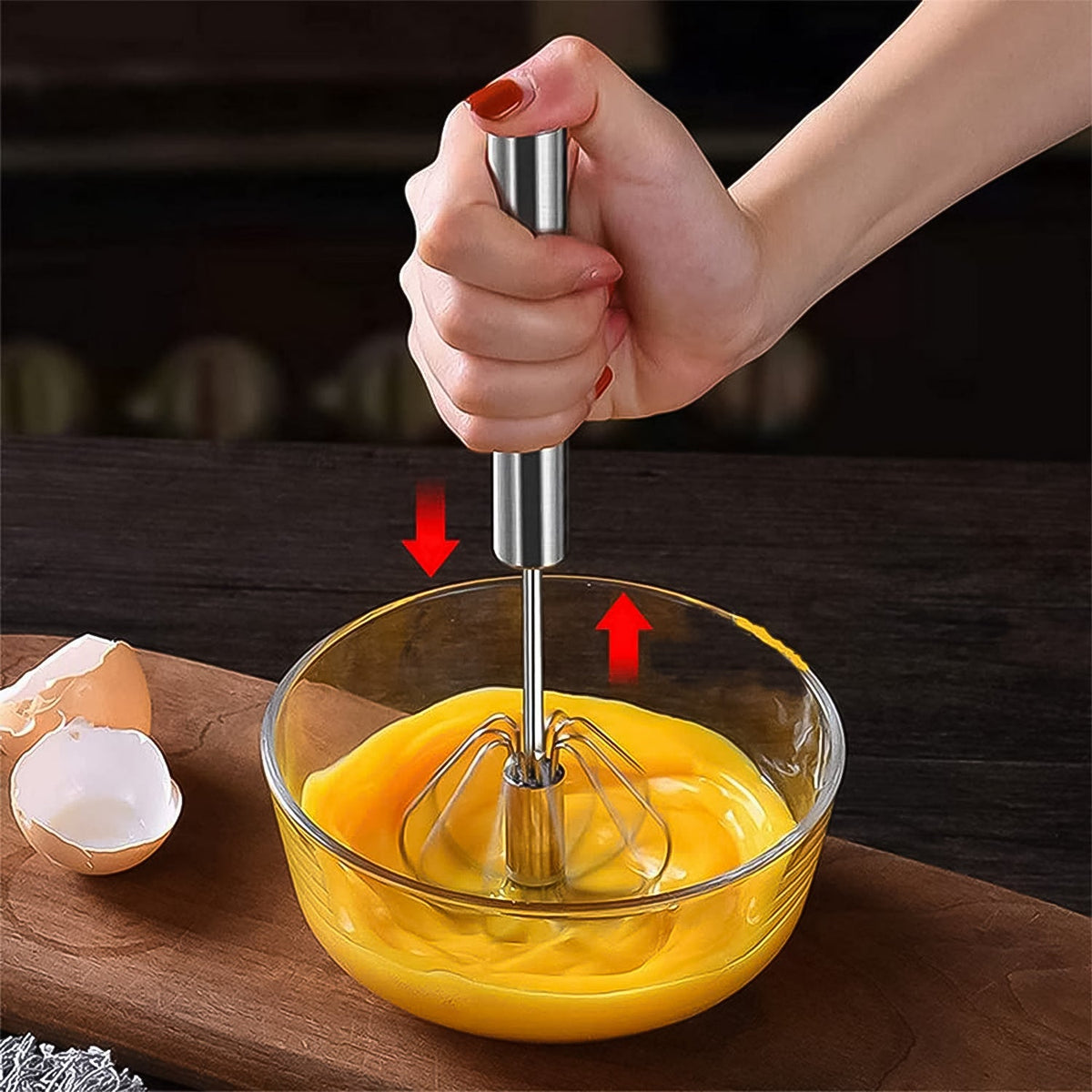 Hand Push Mixer Egg Whisk Stainless Steel Blender (1 Pc) HP DD