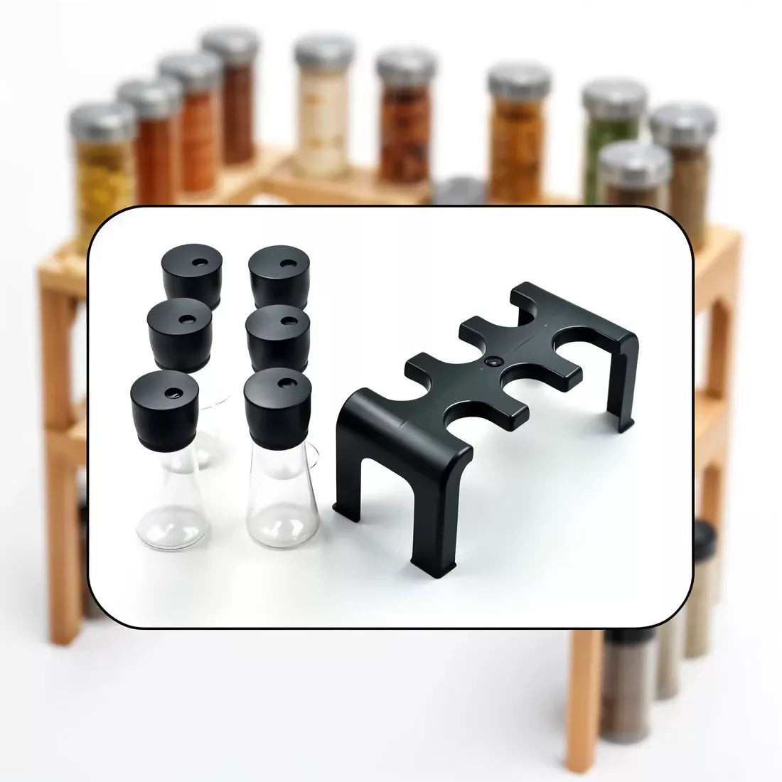 6-Piece Plastic Spice Jar Set with Stand ABHI Mobiles